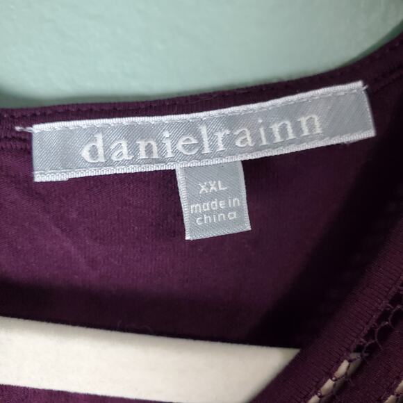 Daniel Rainn Womens Dark Purple Brinn Scoop Neck Pleat Detail Knit Top Size XXL - Picture 3 of 6